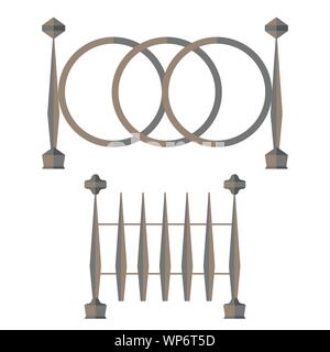 Geschmiedeter Zaun. Satz von Vector Illustration. Flat Style Stock Vektor