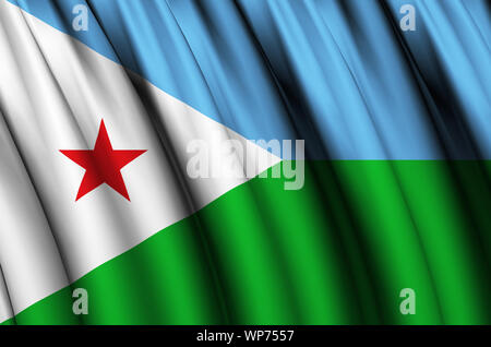 Dschibuti wehende Flagge Abbildung. Länder in Afrika. Perfekt für Hintergrund und Textur. Stockfoto