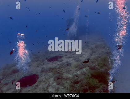 Wrack der MV Cominoland vor der Küste von Gozo, Malta Stockfoto