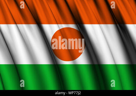 Niger wehende Flagge Abbildung. Länder in Afrika. Perfekt für Hintergrund und Textur. Stockfoto