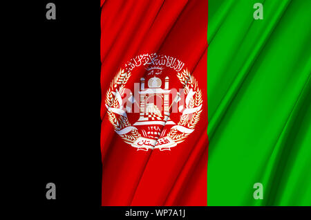 Afghanistan wehende Flagge Abbildung. Länder Asiens. Perfekt für Hintergrund und Textur. Stockfoto