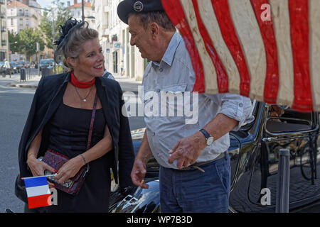 LYON, Frankreich, 7. September 2019: Die Stadt Lyon feiert den 75. Jahrestag seiner Befreiung am Ende des Zweiten Weltkrieges. Stockfoto