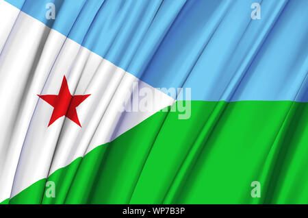 Dschibuti wehende Flagge Abbildung. Länder in Afrika. Perfekt für Hintergrund und Textur. Stockfoto