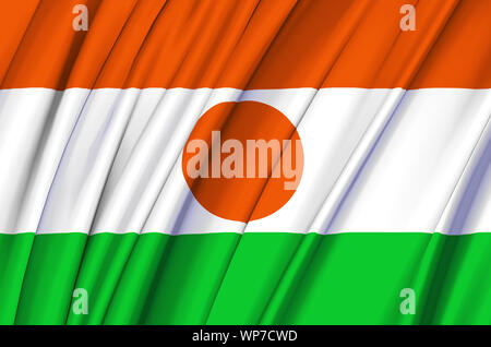 Niger wehende Flagge Abbildung. Länder in Afrika. Perfekt für Hintergrund und Textur. Stockfoto