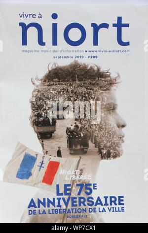 Freitag, 6. September 2019, zum 75. Jahrestag der Befreiung von Niort Stockfoto