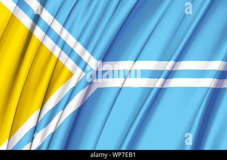 Tuva wehende Flagge Abbildung. Regionen Russlands. Perfekt für Hintergrund und Textur. Stockfoto