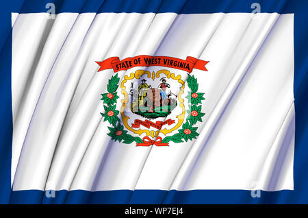 West Virginia wehende Flagge Abbildung. US-Bundesstaaten. Perfekt für Hintergrund und Textur. Stockfoto
