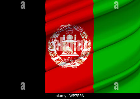 Afghanistan wehende Flagge Abbildung. Länder Asiens. Perfekt für Hintergrund und Textur. Stockfoto