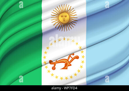 Chaco wehende Flagge Abbildung. Regionen in Argentinien. Perfekt für Hintergrund und Textur. Stockfoto