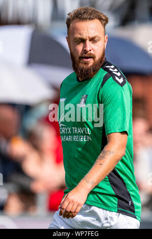 HENDRIK Ido Ambacht, Niederlande. 07 Sep, 2019. Fußball, Niederländische tweede divisie, Saison 2019-2020, Scheveningen player Levi Schwiebbe, während des Spiels ASWH - Scheveningen, Kredit: Pro Schüsse/Alamy leben Nachrichten Stockfoto