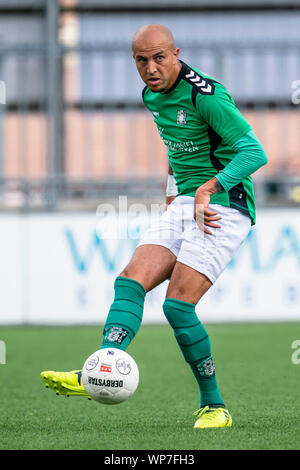 HENDRIK Ido Ambacht, Niederlande. 07 Sep, 2019. Fußball, Niederländische tweede divisie, Saison 2019-2020, Scheveningen player Rubin Koorndijk, während des Spiels ASWH - Scheveningen, Kredit: Pro Schüsse/Alamy leben Nachrichten Stockfoto