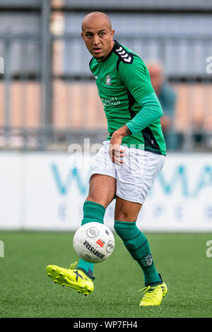 HENDRIK Ido Ambacht, Niederlande. 07 Sep, 2019. Fußball, Niederländische tweede divisie, Saison 2019-2020, Scheveningen player Rubin Koorndijk, während des Spiels ASWH - Scheveningen, Kredit: Pro Schüsse/Alamy leben Nachrichten Stockfoto