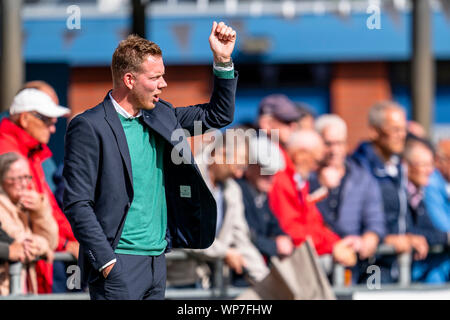 HENDRIK Ido Ambacht, Niederlande. 07 Sep, 2019. Fußball, Niederländische tweede divisie, Saison 2019-2020, ASWH Trainer Rogier Veenstra, während des Spiels ASWH - Scheveningen, Kredit: Pro Schüsse/Alamy leben Nachrichten Stockfoto