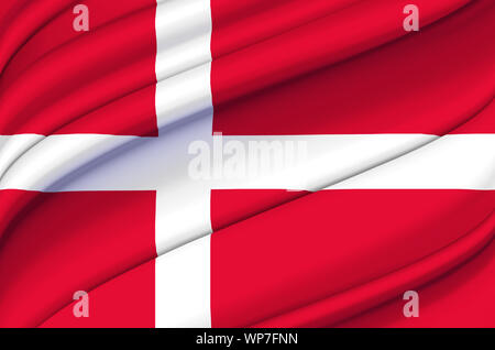 Dänemark wehende Flagge Abbildung. Länder in Europa. Perfekt für Hintergrund und Textur. Stockfoto