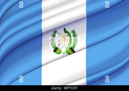 Guatemala wehende Flagge Abbildung. Länder in Nord- und Mittelamerika. Perfekt für Hintergrund und Textur. Stockfoto