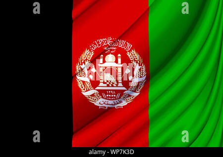 Afghanistan wehende Flagge Abbildung. Länder Asiens. Perfekt für Hintergrund und Textur. Stockfoto