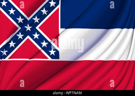 Mississippi wehende Flagge Abbildung. US-Bundesstaaten. Perfekt für Hintergrund und Textur. Stockfoto