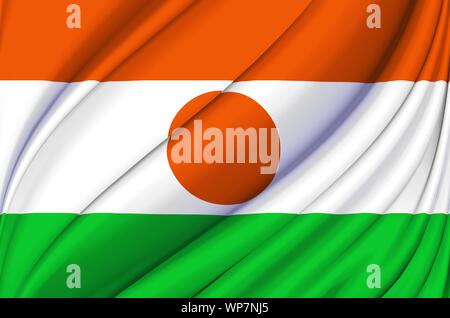 Niger wehende Flagge Abbildung. Länder in Afrika. Perfekt für Hintergrund und Textur. Stockfoto