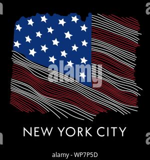 USA-Flagge New York Typografie für t-shirt Design. Vector Illustration mit grunge Textur Stock Vektor