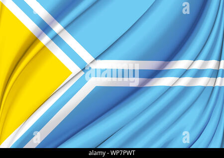 Tuva wehende Flagge Abbildung. Regionen Russlands. Perfekt für Hintergrund und Textur. Stockfoto