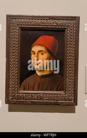 Porträt eines Mannes ist ein Gemälde von italienischen Renaissance Künstler Antonello da Messina. Es ist vorgeschlagen worden, daß dieses Spätwerk ein selbst könnte - Porträt werden Stockfoto