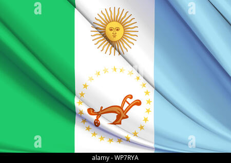 Chaco wehende Flagge Abbildung. Regionen in Argentinien. Perfekt für Hintergrund und Textur. Stockfoto