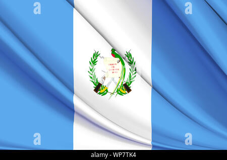 Guatemala wehende Flagge Abbildung. Länder in Nord- und Mittelamerika. Perfekt für Hintergrund und Textur. Stockfoto