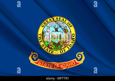 Idaho wehende Flagge Abbildung. US-Bundesstaaten. Perfekt für Hintergrund und Textur. Stockfoto