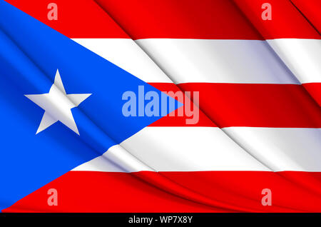 Puerto Rico wehende Flagge Abbildung. Länder in Nord- und Mittelamerika. Perfekt für Hintergrund und Textur. Stockfoto