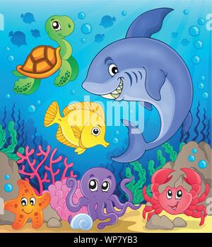 Unterwasser ocean Fauna Thema 6 Stock Vektor