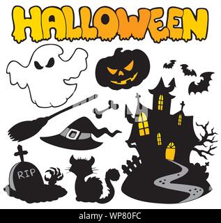 Satz von Halloween Silhouetten 2 Stock Vektor