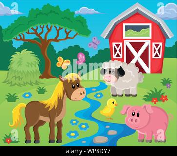 Bauernhof Thema Bild 1 Stock Vektor