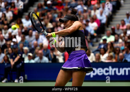 Flushing Meadows, New York, Vereinigte Staaten - 7 September 2019. Kanadas Bianca Andreescu bei ihrem Sieg über Serena Williams bei den Frauen Finale bei den US Open in Flushing Meadows, New York. Stockfoto