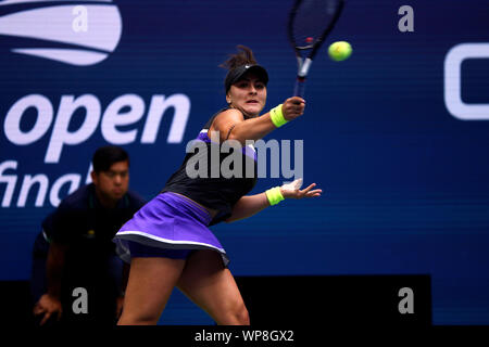 Flushing Meadows, New York, Vereinigte Staaten - 7 September 2019. Kanadas Bianca Andreescu bei ihrem Sieg über Serena Williams bei den Frauen Finale bei den US Open in Flushing Meadows, New York. Stockfoto