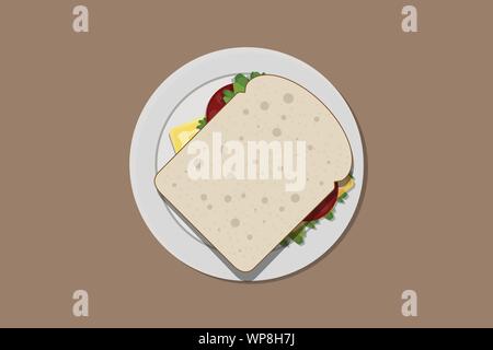 Sandwich auf einer Platte Vektorgrafik Stock Vektor