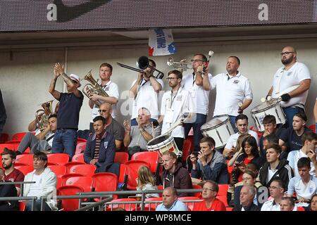 London, Großbritannien. 05 Sep, 2019. Die England Band während der UEFA EURO 2020 Qualifikation Gruppe ein Match zwischen England und Bulgarien im Wembley Stadion am 7. September 2019 in London, England. (Foto von Matt Bradshaw/phcimages.com) Credit: PHC Images/Alamy leben Nachrichten Stockfoto