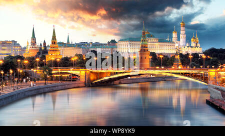 Moskau bei Nacht, Russland Stockfoto