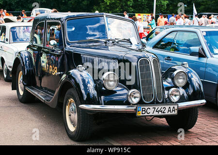 Schwarzen alten Vintage 6-Zylinder sport Limousine BMW 335 Stockfoto