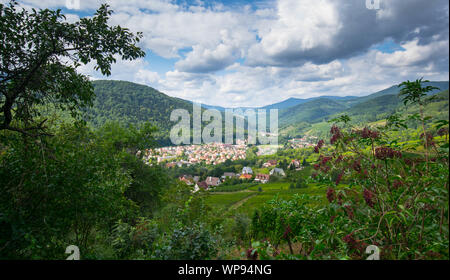 Malerische Dorf von Kaysersberg im Elsass in Frankreich Stockfoto