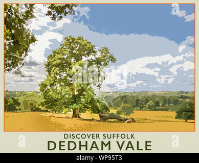 Dedham Vale und in der Ferne Dedham Kirche St. Maria, der Jungfrau, ein Gebiet als Constable Country auf der Essex-Suffolk Grenze, England, Großbritannien Stockfoto