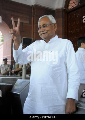 Nitish Kumar ist der heutige Chief Minister von Bihar, im östlichen Indien, seit 2017 und hat in dieser Rolle auf fünf früheren Anlässen serviert. Kumar ist ein Mem Stockfoto