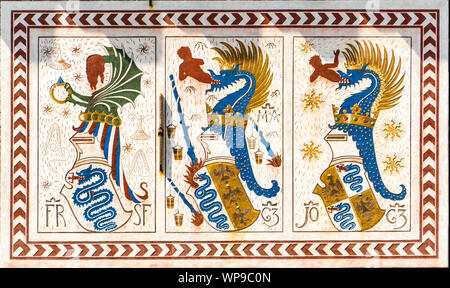 Wappen der Familie Visconti an Schloss Sforza in Mailand, Italien Stockfoto