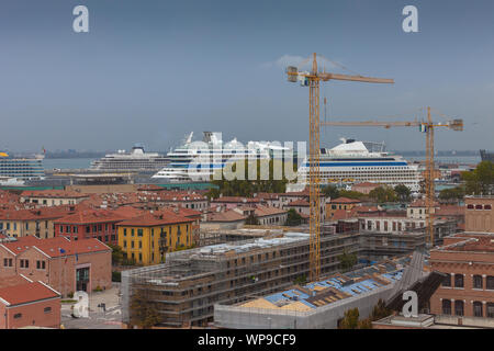 Luftaufnahme von Venedig Kreuzfahrtterminal, Italien Stockfoto
