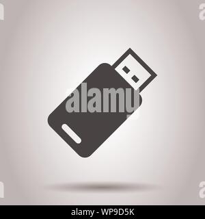 Usb-Symbol im flachen Stil. Flash Disk Vector Illustration auf isolierte Hintergrund. Digital Memory Business Konzept. Stock Vektor