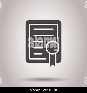 Zertifikat Symbol im flachen Stil. Lizenz Abzeichen Vector Illustration auf isolierte Hintergrund. Sieger Medaille Geschäftskonzept. Stock Vektor