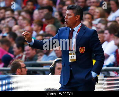 LONDON, ENGLAND. SEPTEMBER 07: Krassimir Balakov manager Bulgariens während der UEFA Euro Qualifier 2020 zwischen England und Bulgarien im Wembley Stadion in Stockfoto