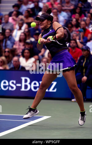 Flushing Meadows, New York, Vereinigte Staaten - 7 September 2019. Kanadas Bianca Andreescu bei ihrem Sieg über Serena Williams bei den Frauen Finale bei den US Open in Flushing Meadows, New York. Stockfoto