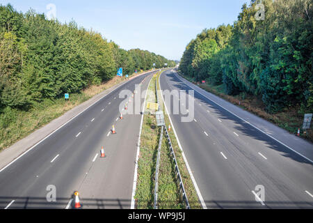 Die M20 in Kent wegen Bauarbeiten geschlossen. Stockfoto