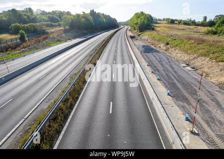 Die M20 in Kent wegen Bauarbeiten geschlossen. Stockfoto