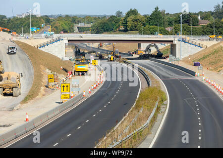 Die M20 in Kent wegen Bauarbeiten geschlossen. Stockfoto